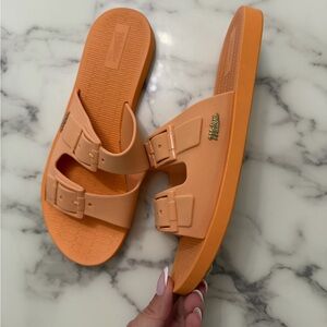 Melissa Orange Double-Buckle Slide Sandals